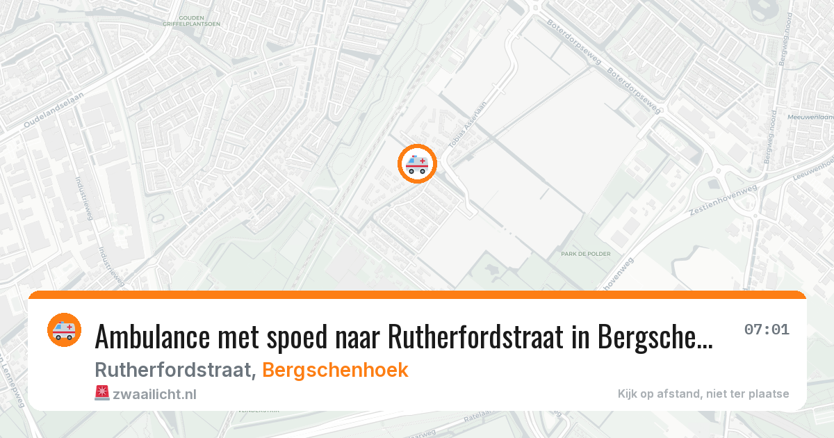 Ambulance met spoed naar Rutherfordstraat in Bergschenhoek — 22 mei 2026