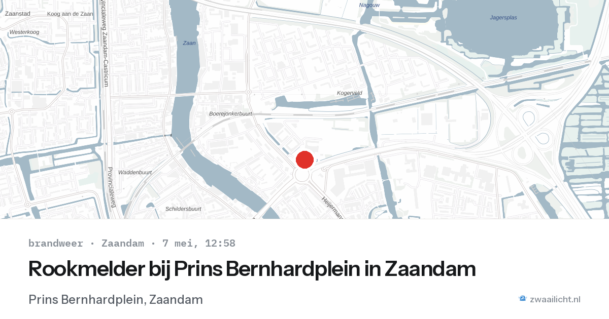 Rookmelder bij Prins Bernhardplein in Zaandam — 7 mei 2026
