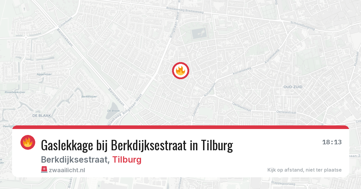 Gaslekkage bij Berkdijksestraat in Tilburg — 22 jun 2026