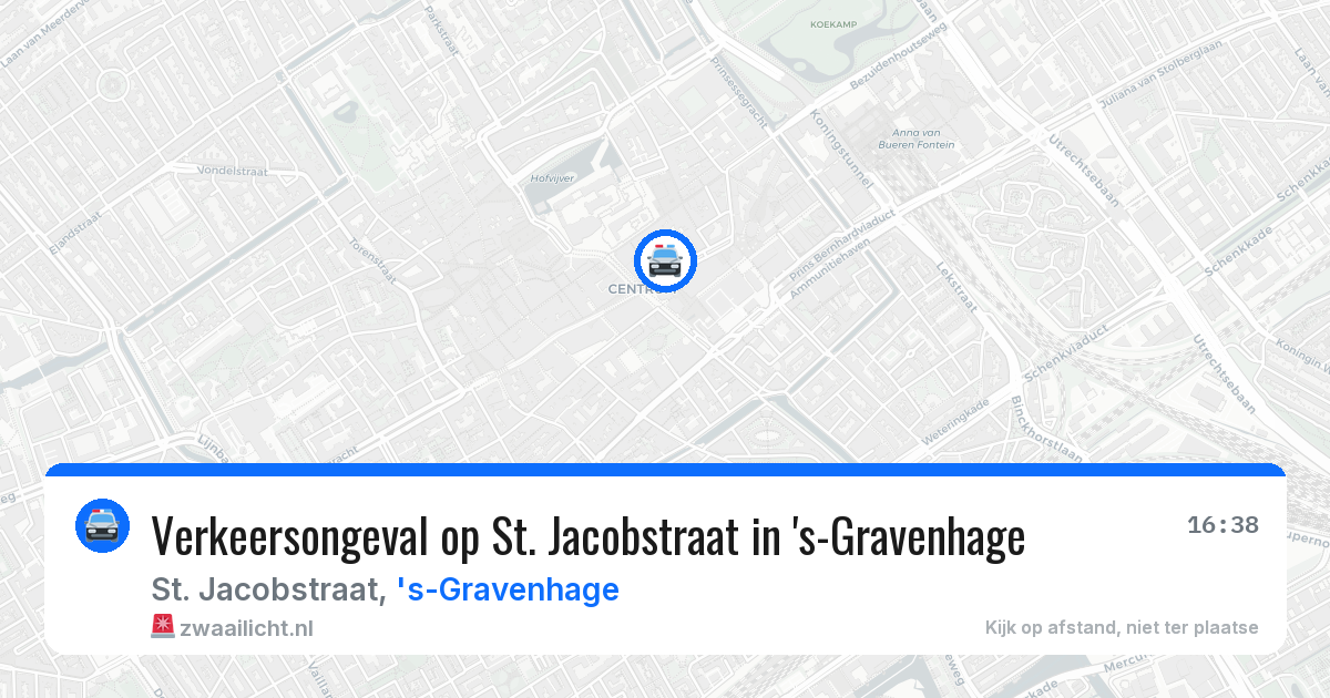 Verkeersongeval op St. Jacobstraat in 's-Gravenhage — 20 jun 2026
