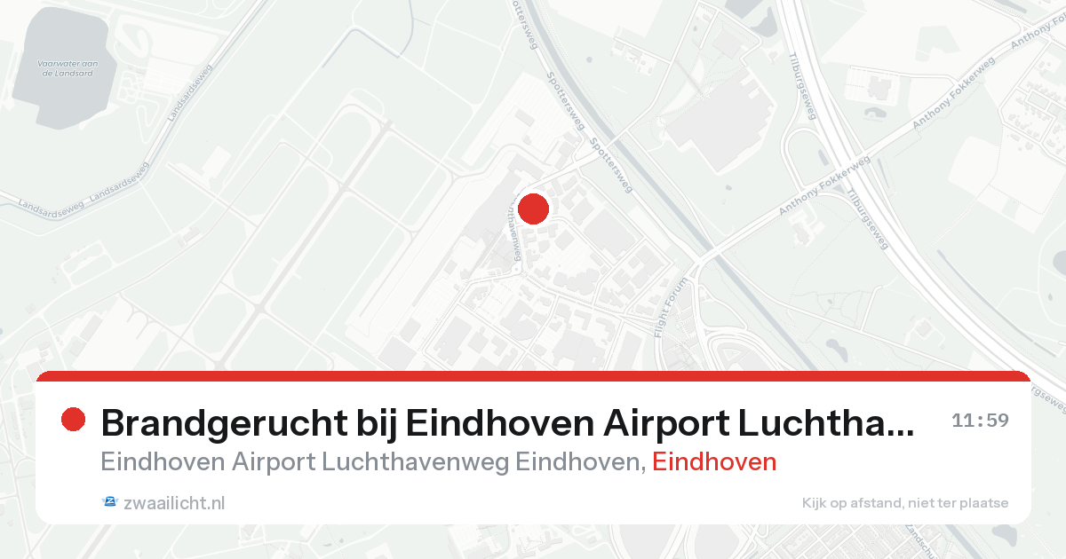 Brandgerucht bij Eindhoven Airport Luchthavenweg Eindhoven in Eindhoven — 24 aug 2026