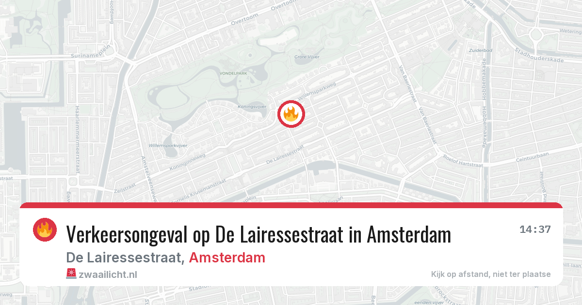 Verkeersongeval op De Lairessestraat in Amsterdam — 23 jun 2026