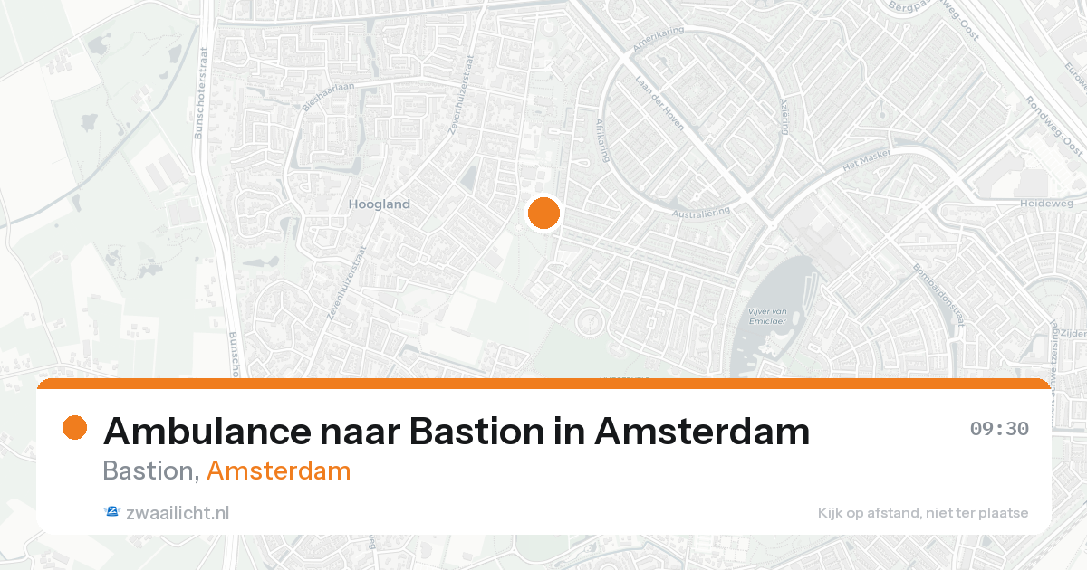 Ambulance naar Bastion in Amsterdam — 19 aug 2026