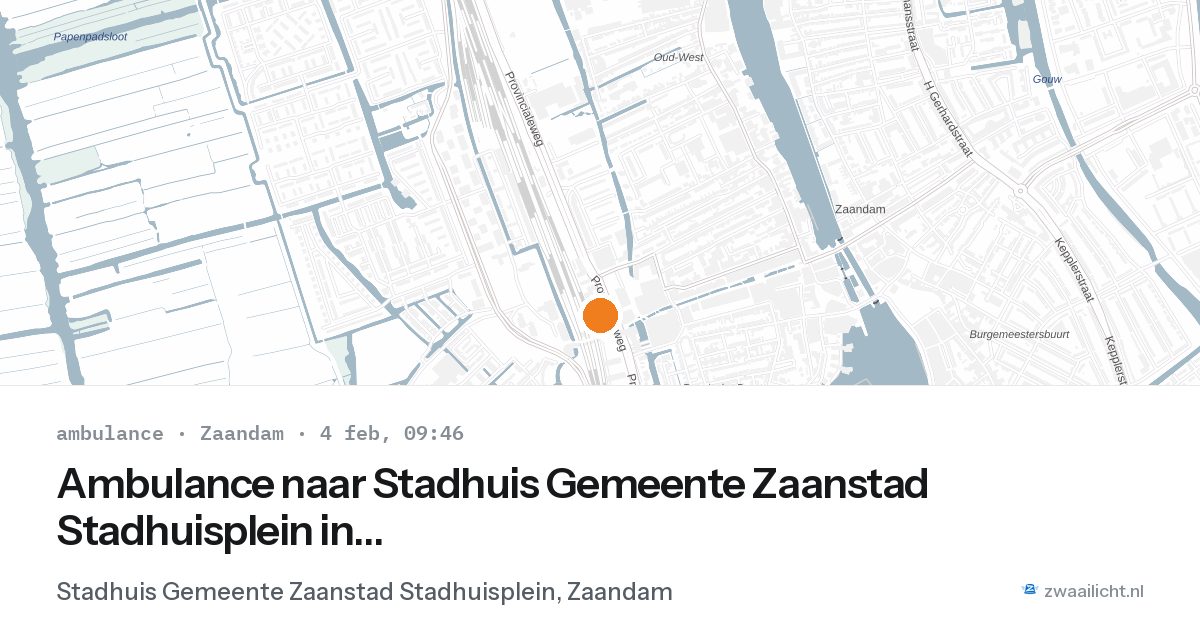 Ambulance naar Stadhuis Gemeente Zaanstad Stadhuisplein in Zaandam — 4 feb 2026