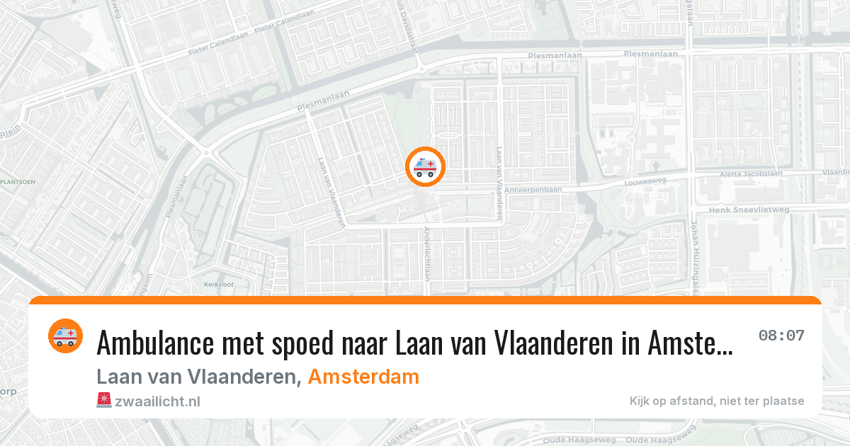 Ambulance met spoed naar Laan van Vlaanderen in Amsterdam — 14 aug 2026