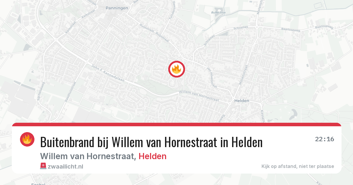 Buitenbrand bij Willem van Hornestraat in Helden — 27 mrt 2026