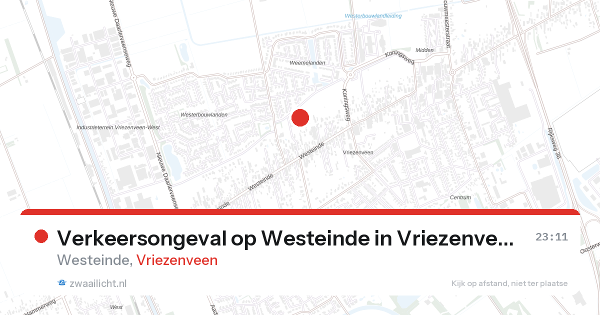 Verkeersongeval op Westeinde in Vriezenveen — 24 aug 2026