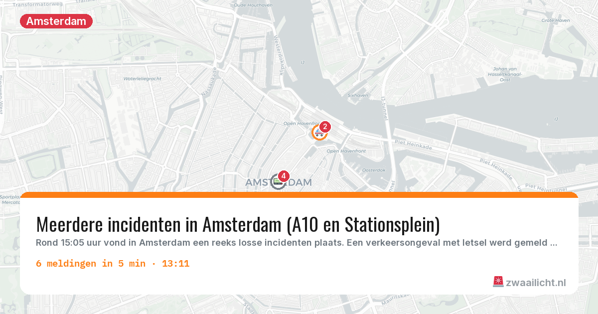 Kaart van de activiteitspiek bij Amsterdam