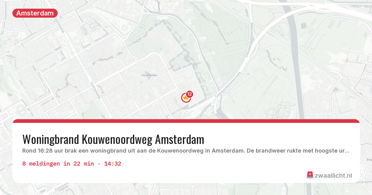 Kaart van de activiteitspiek bij Amsterdam