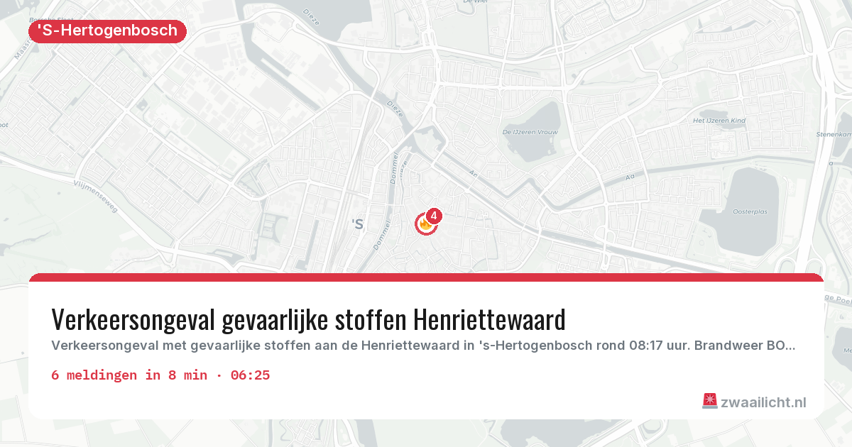 Kaart van de activiteitspiek bij 'S-Hertogenbosch