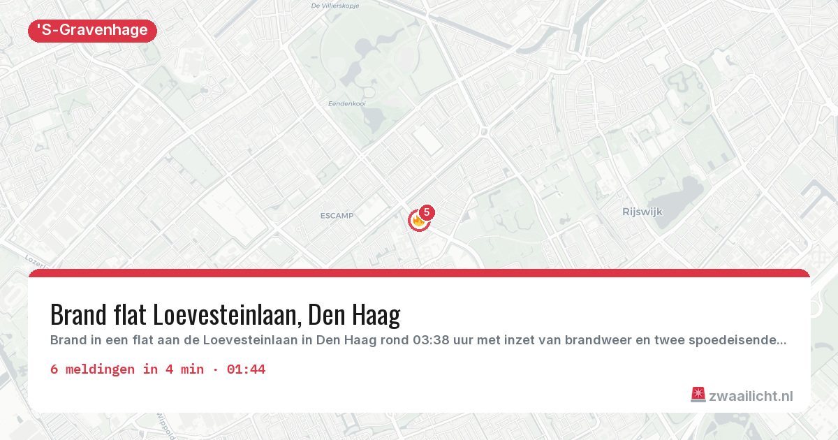 Kaart van de activiteitspiek bij 'S-Gravenhage