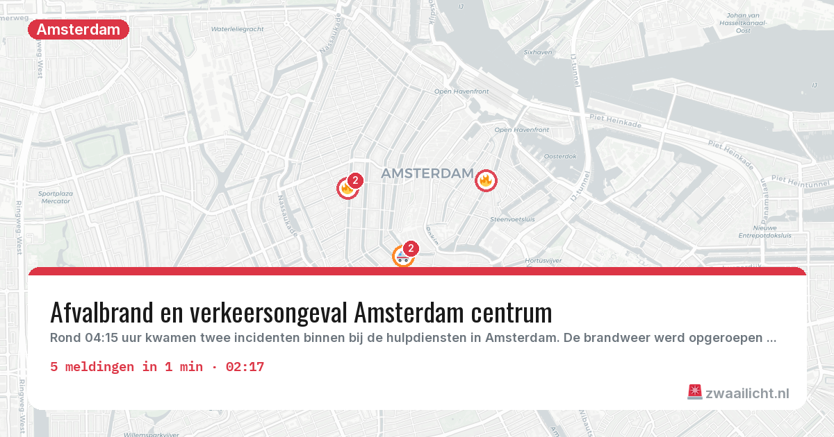 Kaart van de activiteitspiek bij Amsterdam