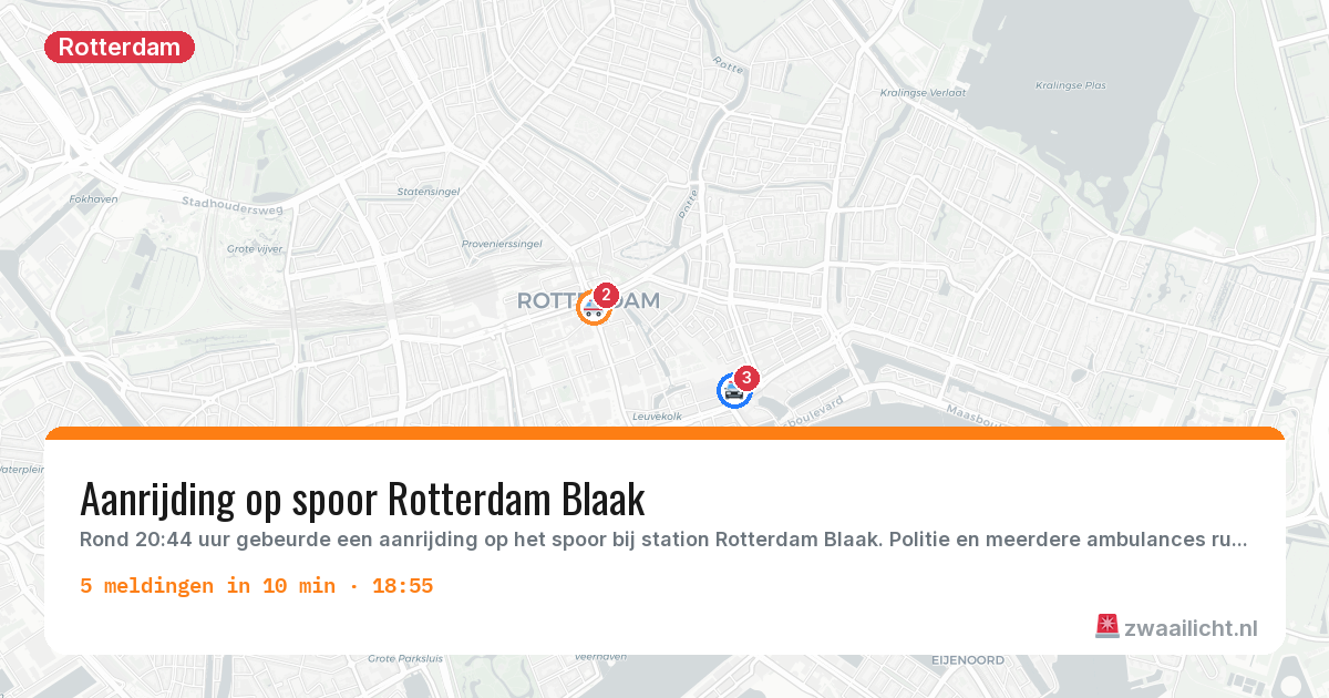 Kaart van de activiteitspiek bij Rotterdam