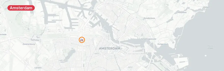 Kaart van Reanimatie Middenweg Amsterdam, traumahelikopter ingezet