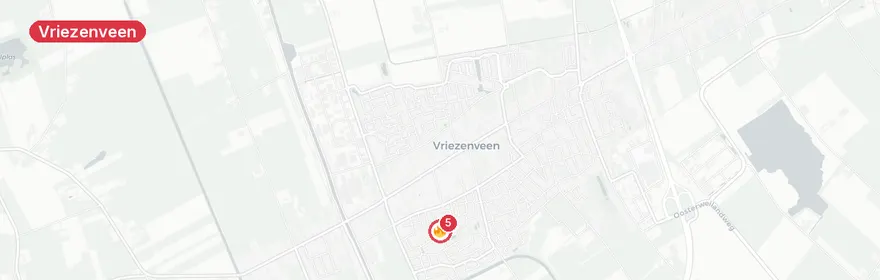Kaart van Brand De IJsvogel Vriezenveen, woning beschadigd