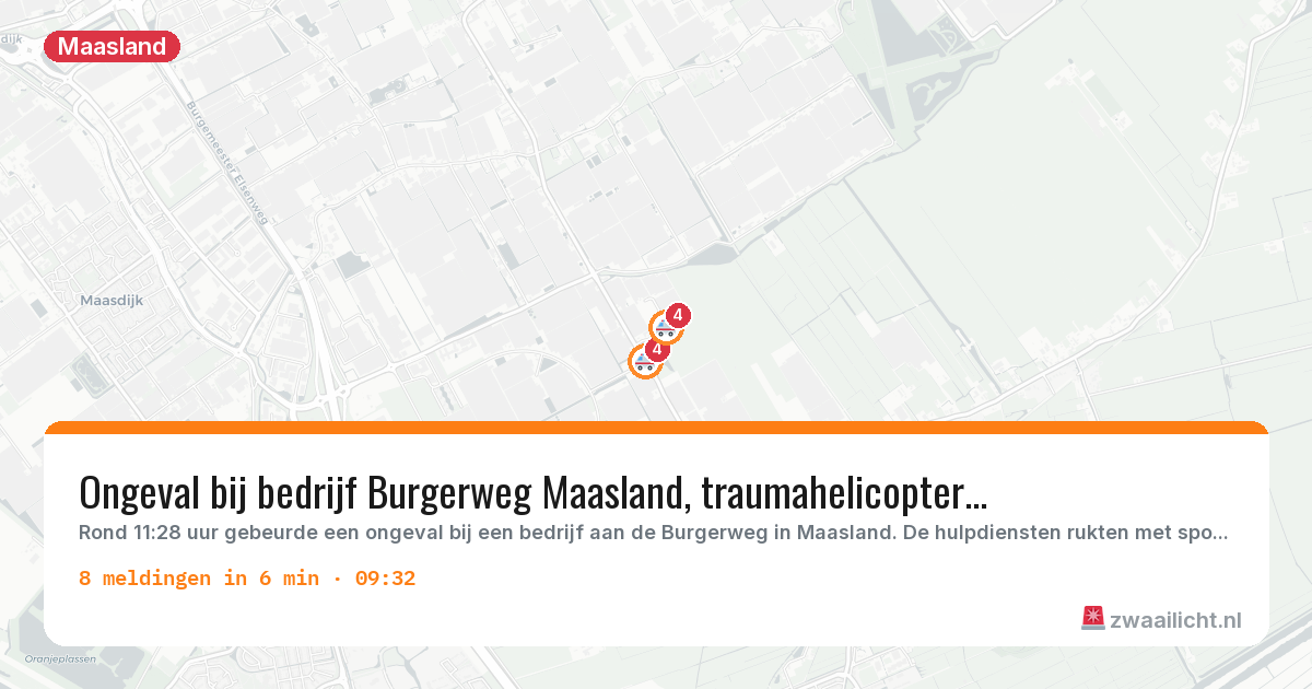 Kaart van de activiteitspiek bij Maasland