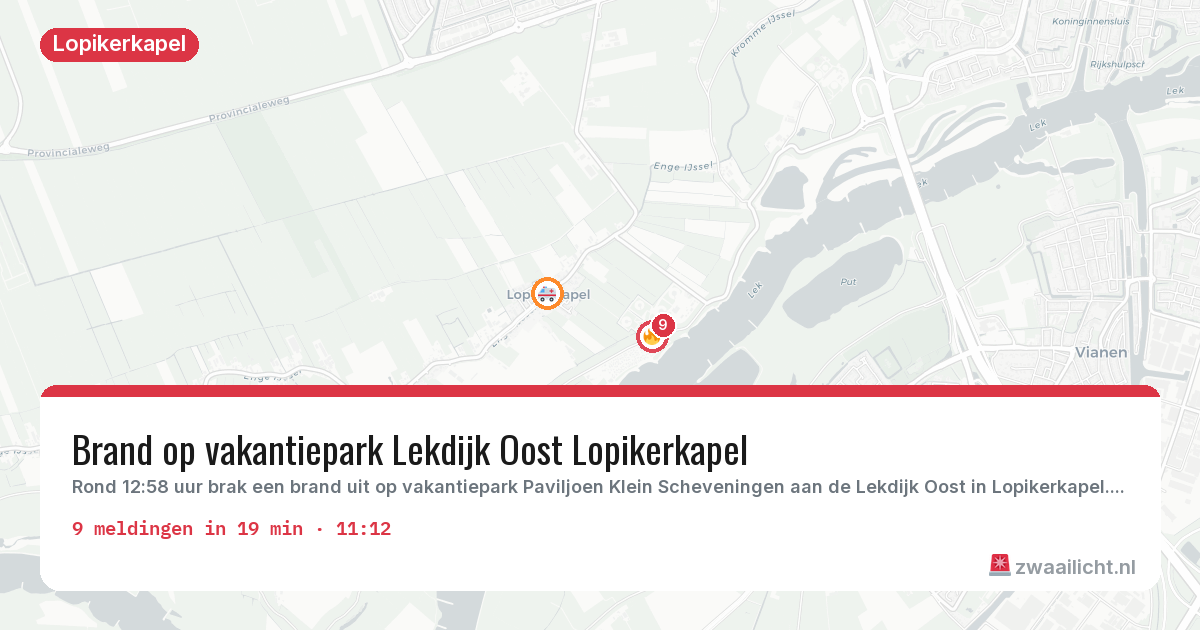Kaart van de activiteitspiek bij Lopikerkapel