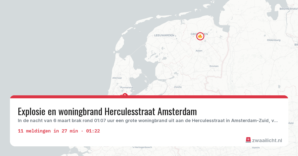 Kaart van de activiteitspiek bij Brandweer