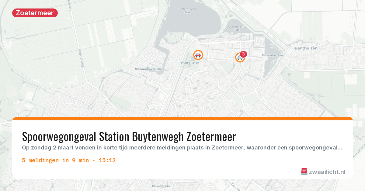 Kaart van de activiteitspiek bij Zoetermeer