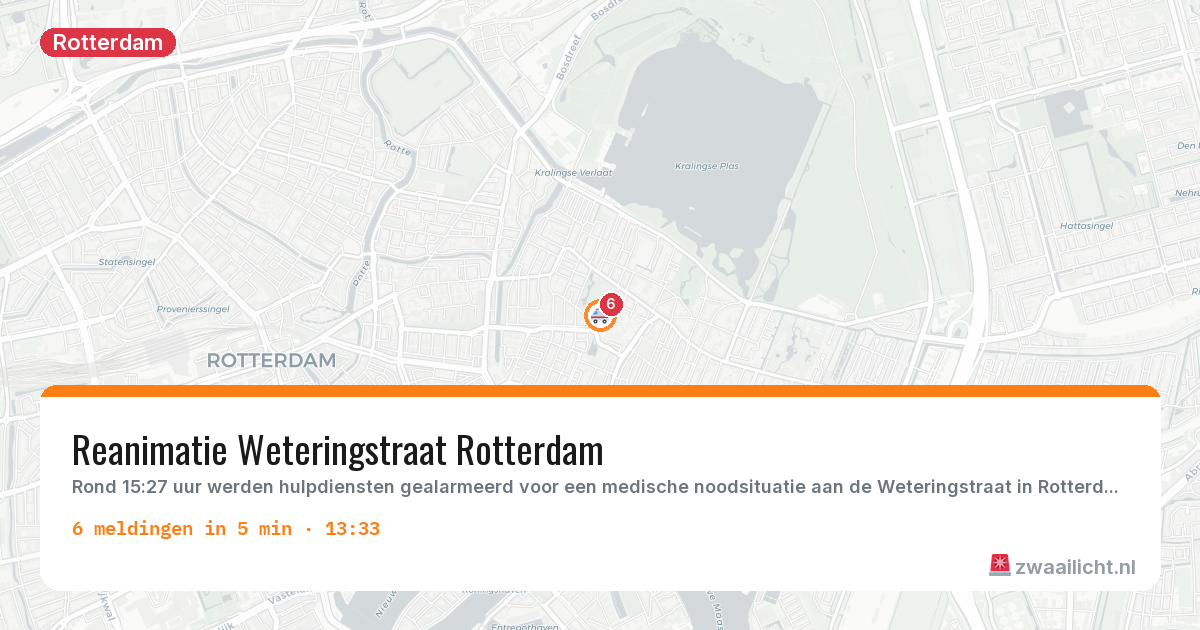 Kaart van de activiteitspiek bij Rotterdam