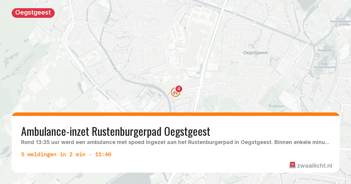 Kaart van de activiteitspiek bij Oegstgeest