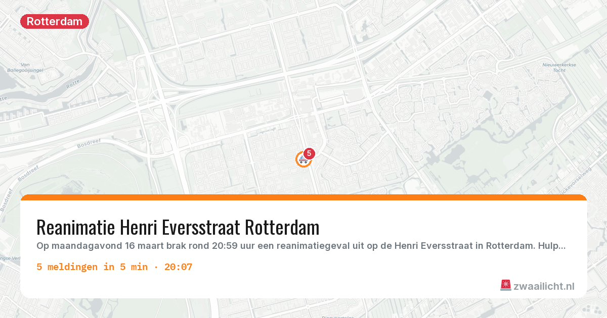 Kaart van de activiteitspiek bij Rotterdam