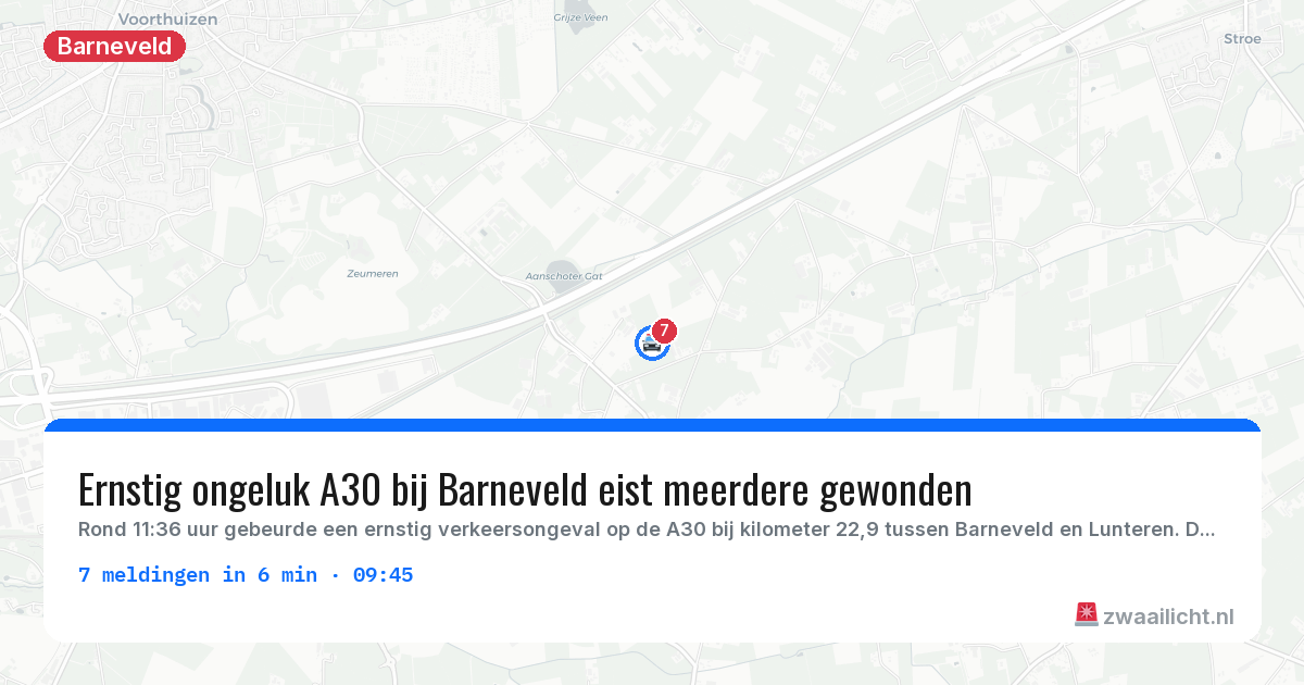 Kaart van de activiteitspiek bij Barneveld