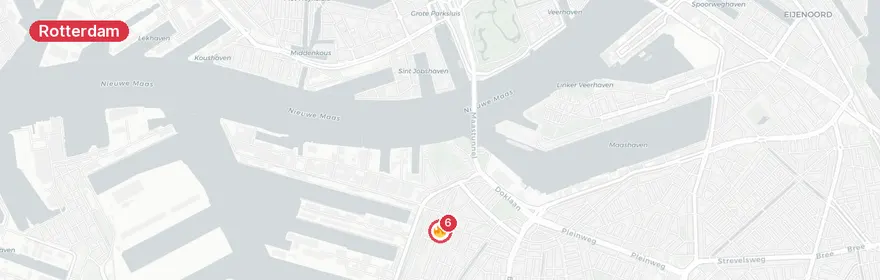 Kaart van Reanimatie Zuidhoek Rotterdam, traumahelikopter ingezet