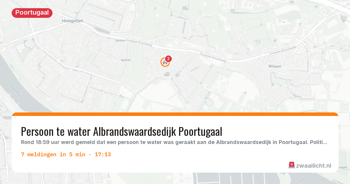 Kaart van de activiteitspiek bij Poortugaal