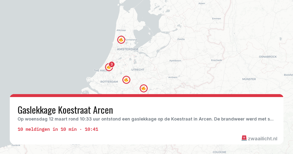 Kaart van de activiteitspiek bij Brandweer