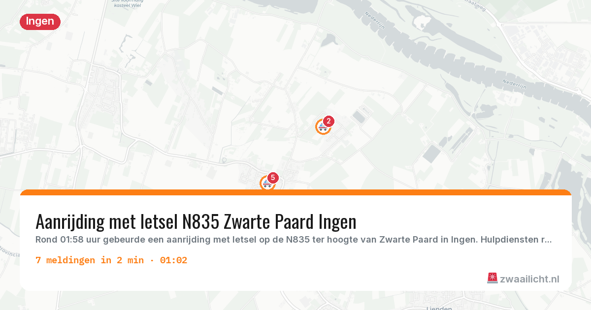 Kaart van de activiteitspiek bij Ingen