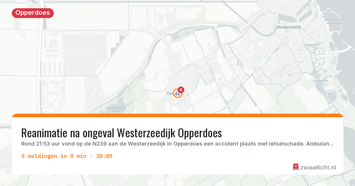 Kaart van de activiteitspiek bij Opperdoes