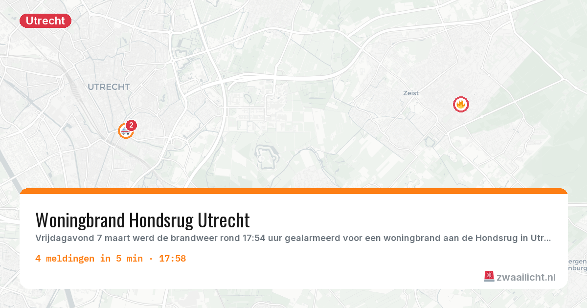 Kaart van de activiteitspiek bij Utrecht