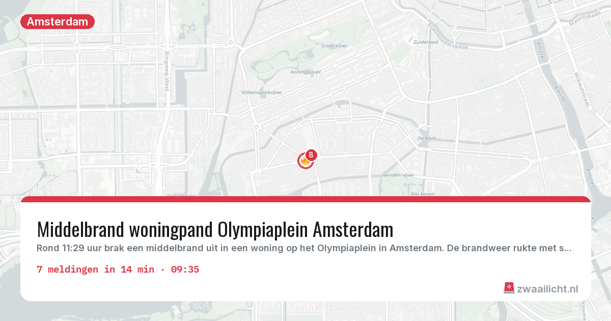 Kaart van de activiteitspiek bij Amsterdam