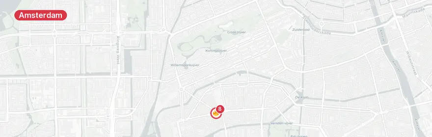 Kaart van Middelbrand woningpand Olympiaplein Amsterdam