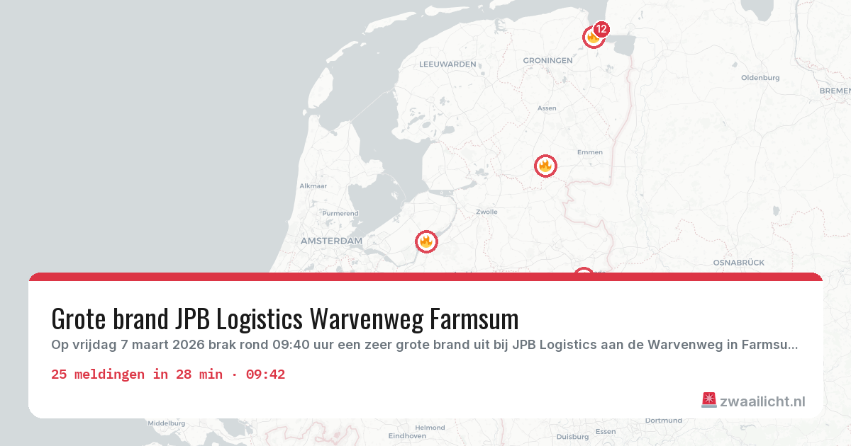 Kaart van de activiteitspiek bij Brandweer