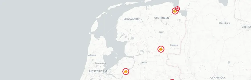 Kaart van Grote brand JPB Logistics Warvenweg Farmsum