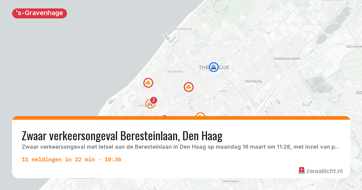 Kaart van de activiteitspiek bij 's-Gravenhage