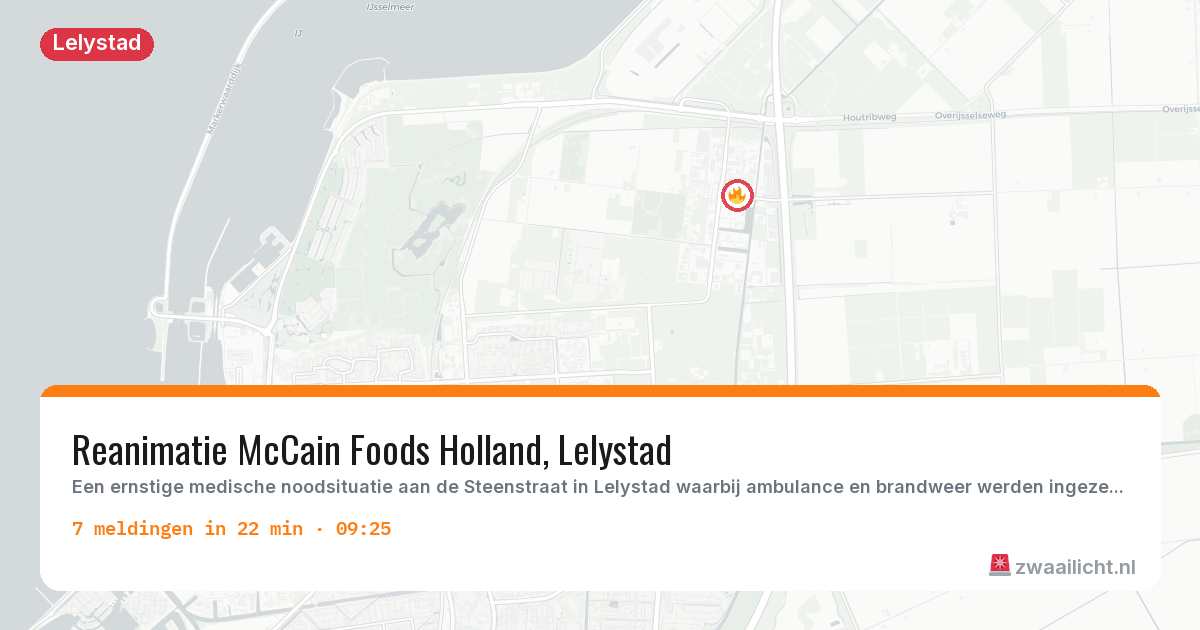Kaart van de activiteitspiek bij Lelystad