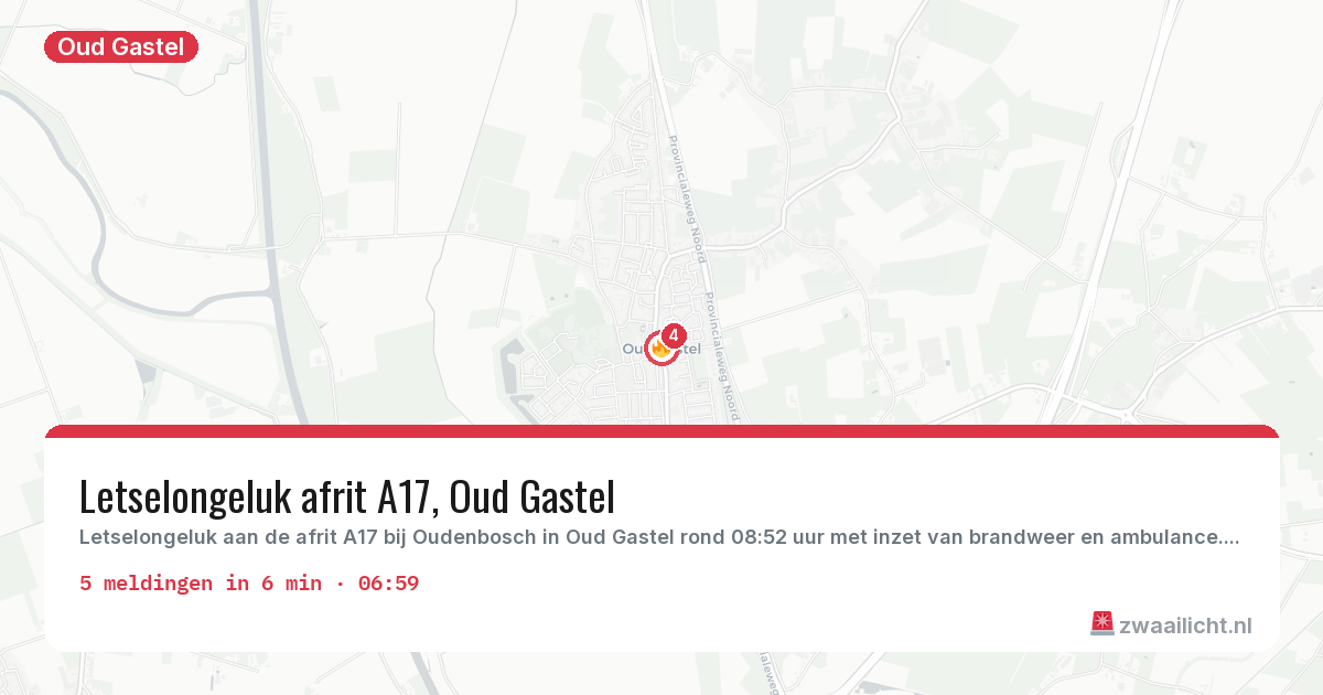 Kaart van de activiteitspiek bij Oud Gastel