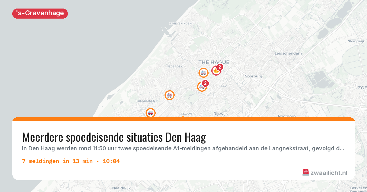 Kaart van de activiteitspiek bij 's-Gravenhage