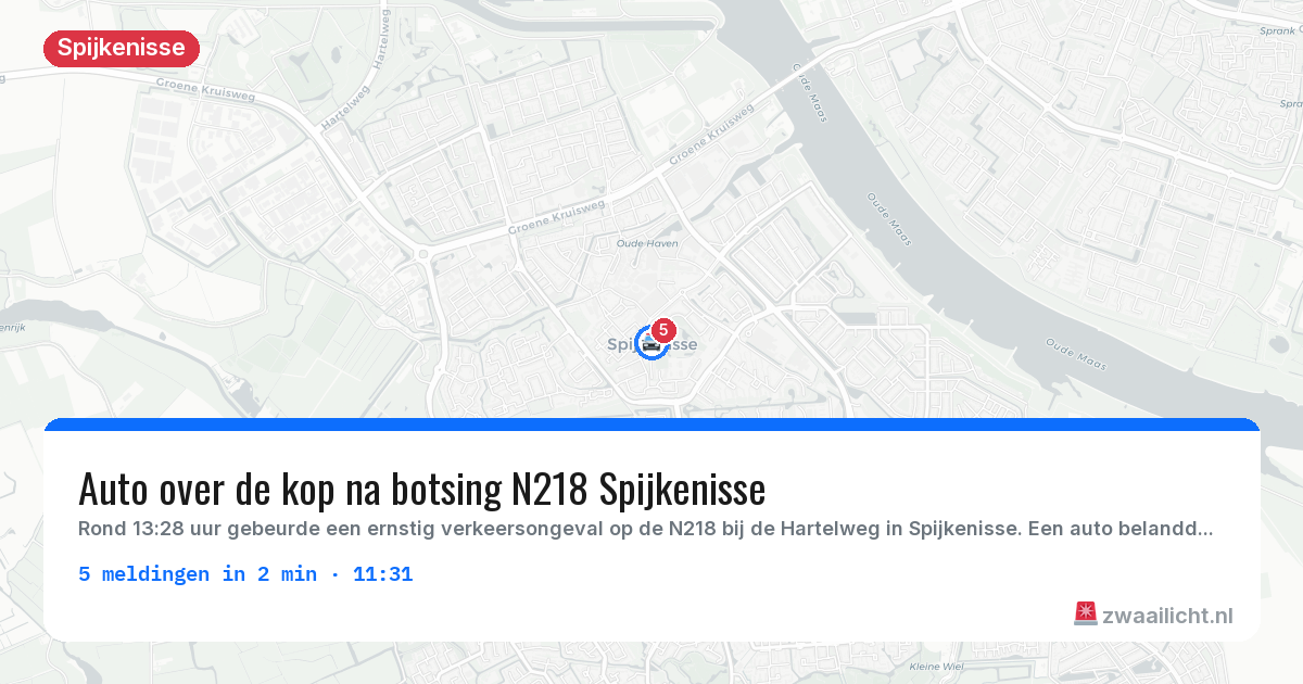 Kaart van de activiteitspiek bij Spijkenisse