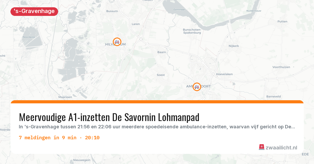 Kaart van de activiteitspiek bij 's-Gravenhage