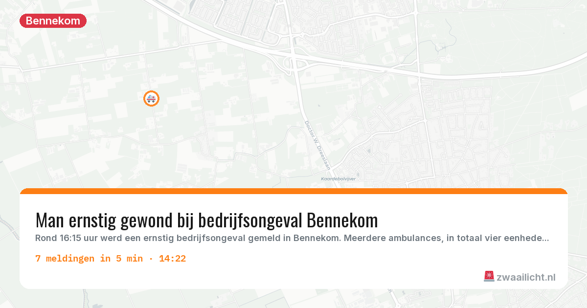 Kaart van de activiteitspiek bij Bennekom