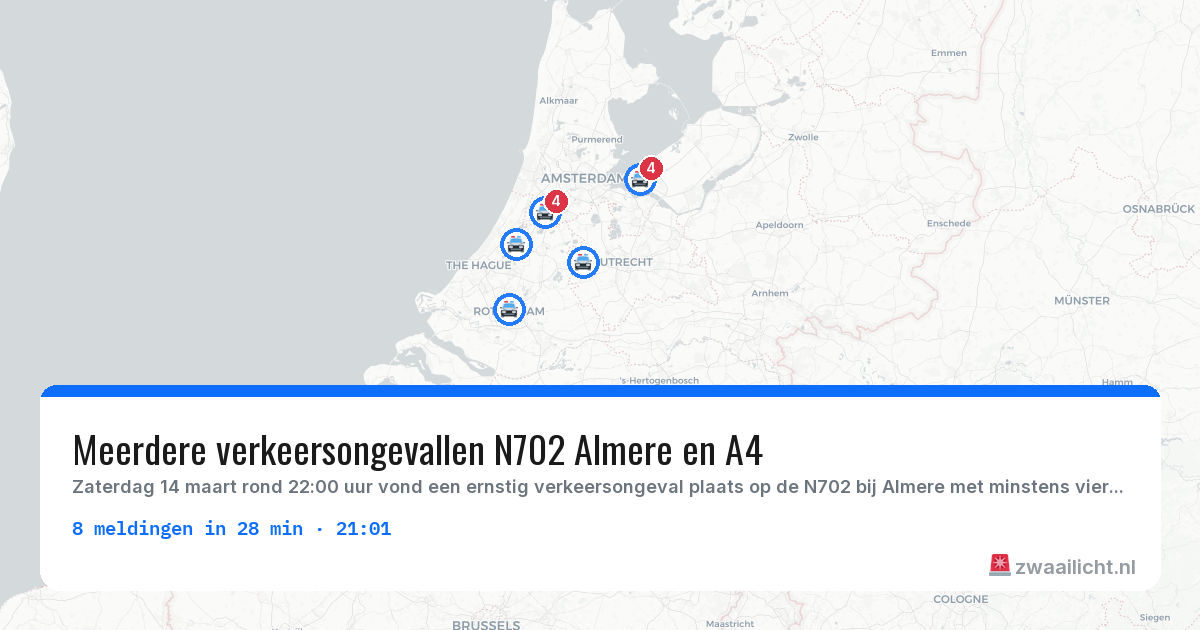 Kaart van de activiteitspiek bij Politie
