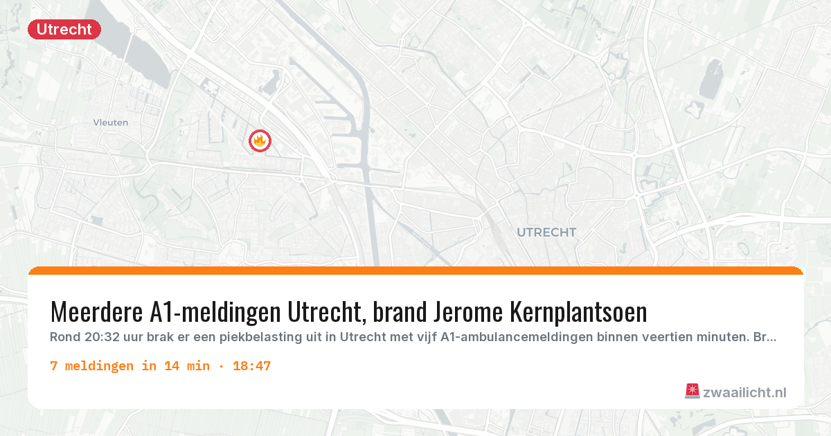 Kaart van de activiteitspiek bij Utrecht