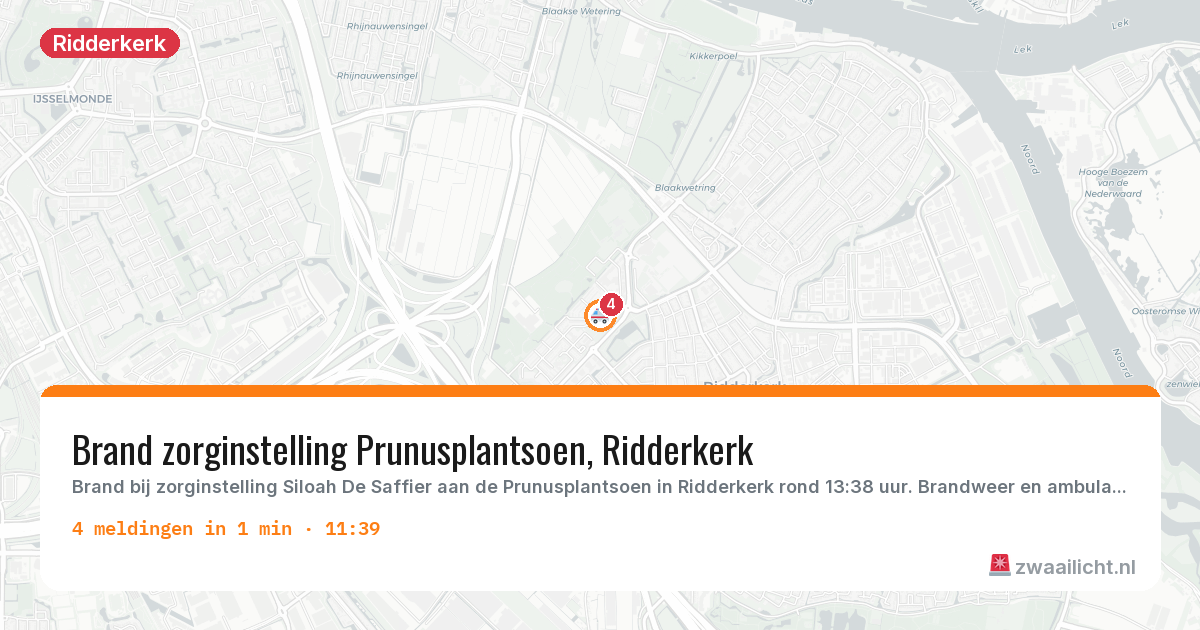Kaart van de activiteitspiek bij Ridderkerk