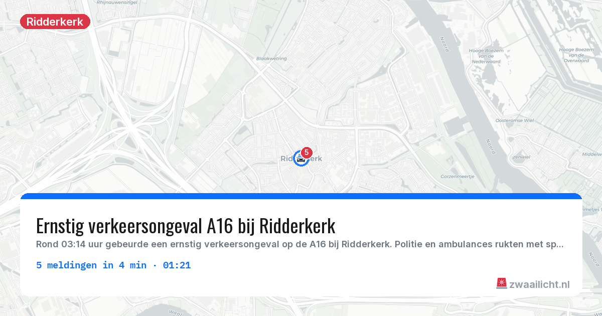 Kaart van de activiteitspiek bij Ridderkerk