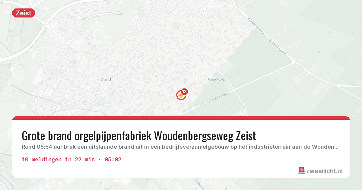 Kaart van de activiteitspiek bij Zeist