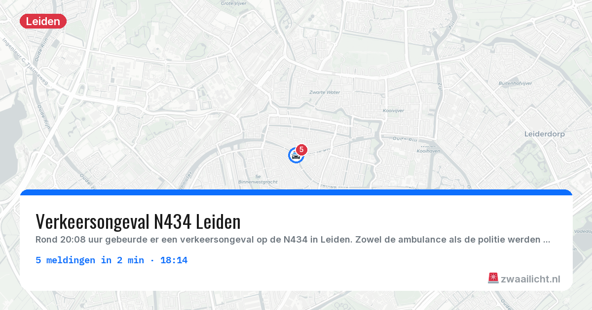 Kaart van de activiteitspiek bij Leiden